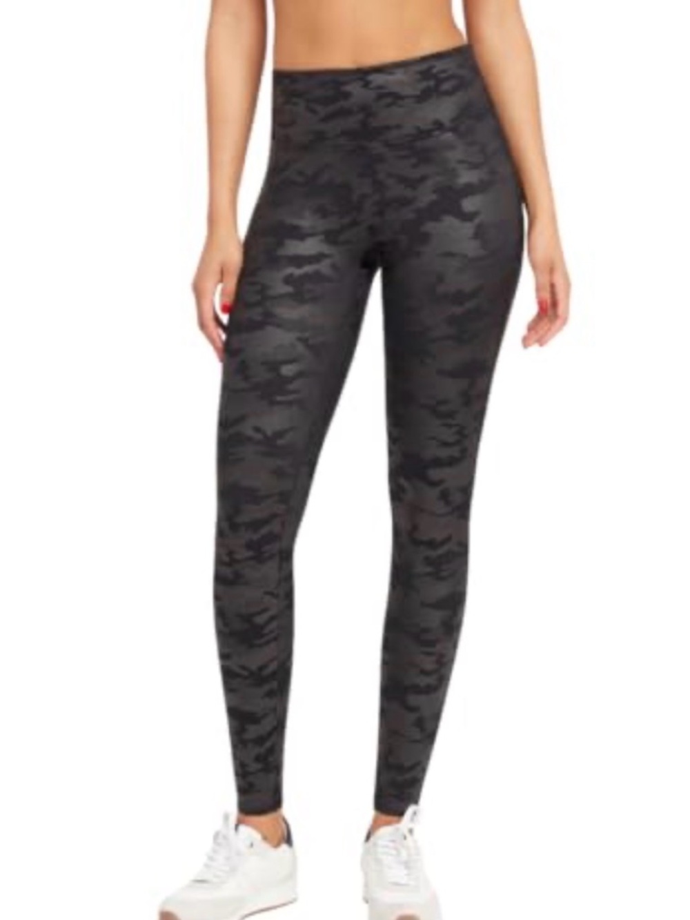 SPANX High-Waist Camo-Print Leggings - Black & Gray